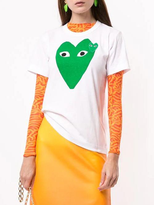 Футболка Comme des Garçons Play Heart Eyes "Green" фото № 5