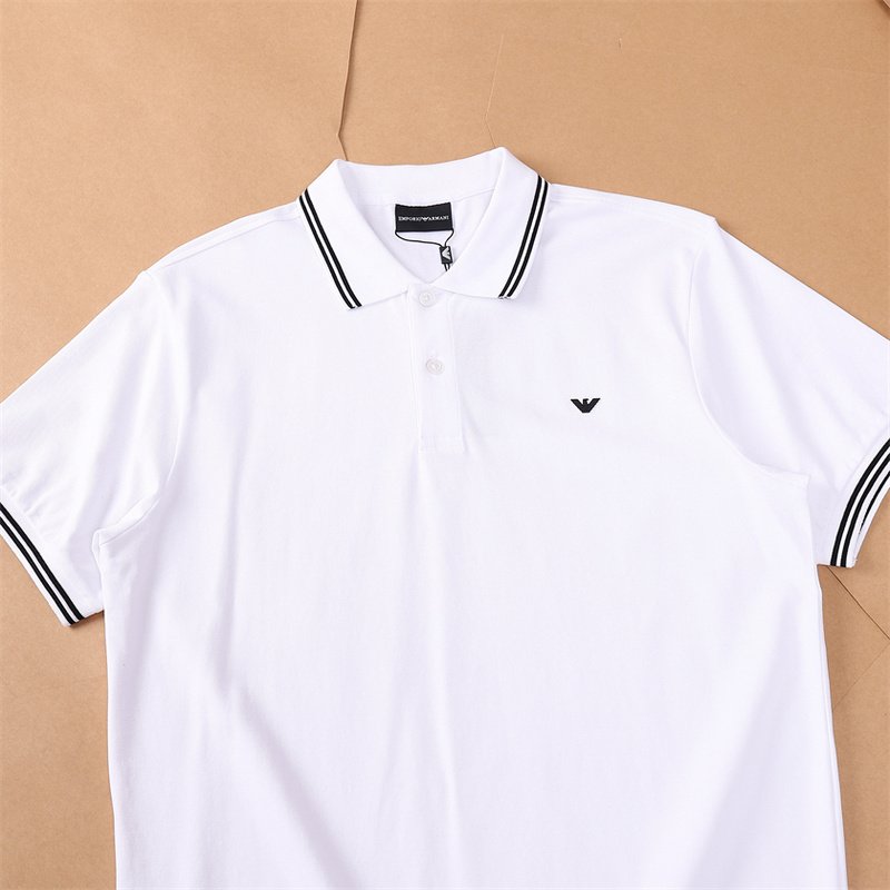 Поло Emporio Armani Edge Decorated By Stripes And Front Small Logo "White" фото № 2