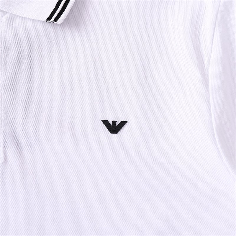 Поло Emporio Armani Edge Decorated By Stripes And Front Small Logo "White" фото № 3