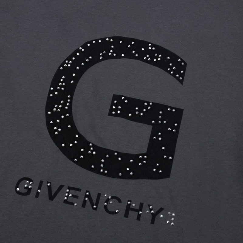 Футболка Givenchy Logo With Rhinestones "Gray" фото № 7