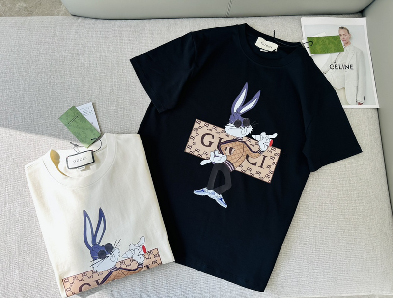 Футболка Gucci With Hare Print In Round Glasses "Black" фото № 3