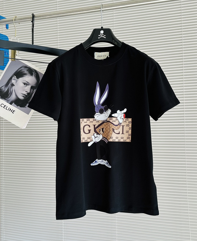 Футболка Gucci With Hare Print In Round Glasses "Black" фото № 2