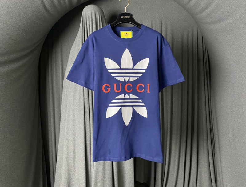 Футболка Gucci Duplicate Logo Adidas "Blue" фото № 2
