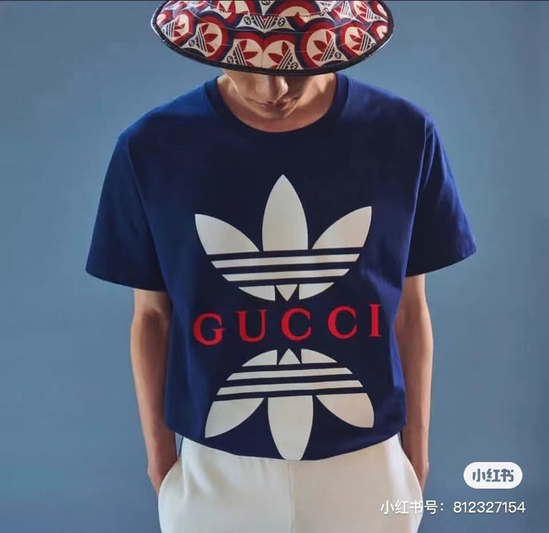 Футболка Gucci Duplicate Logo Adidas "Blue" фото № 5
