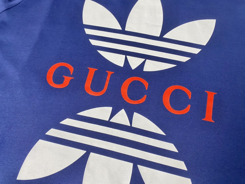 Футболка Gucci Duplicate Logo Adidas "Blue" фото № 6