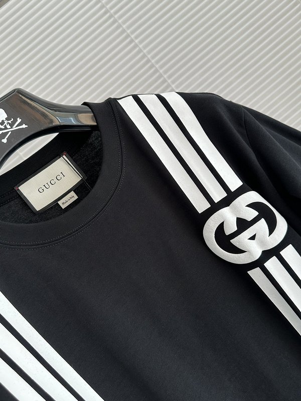 Футболка Gucci Vertical Stripes And Logo "Black" фото № 4