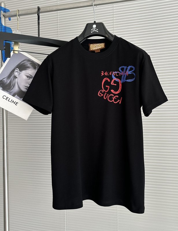 Футболка Gucci X Balenciaga BB And GG Logo "Black" фото № 4