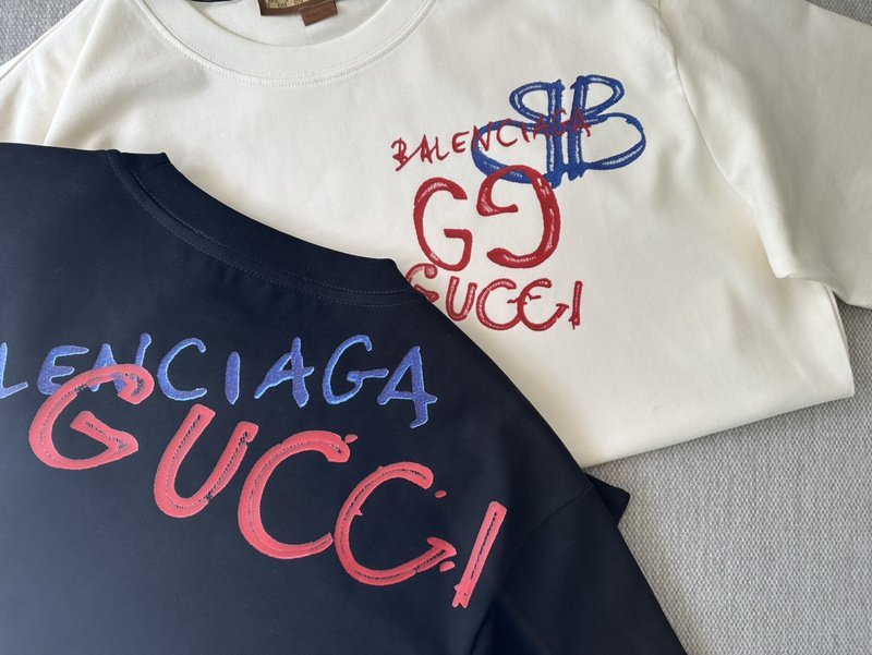 Футболка Gucci X Balenciaga BB And GG Logo "Black" фото № 6
