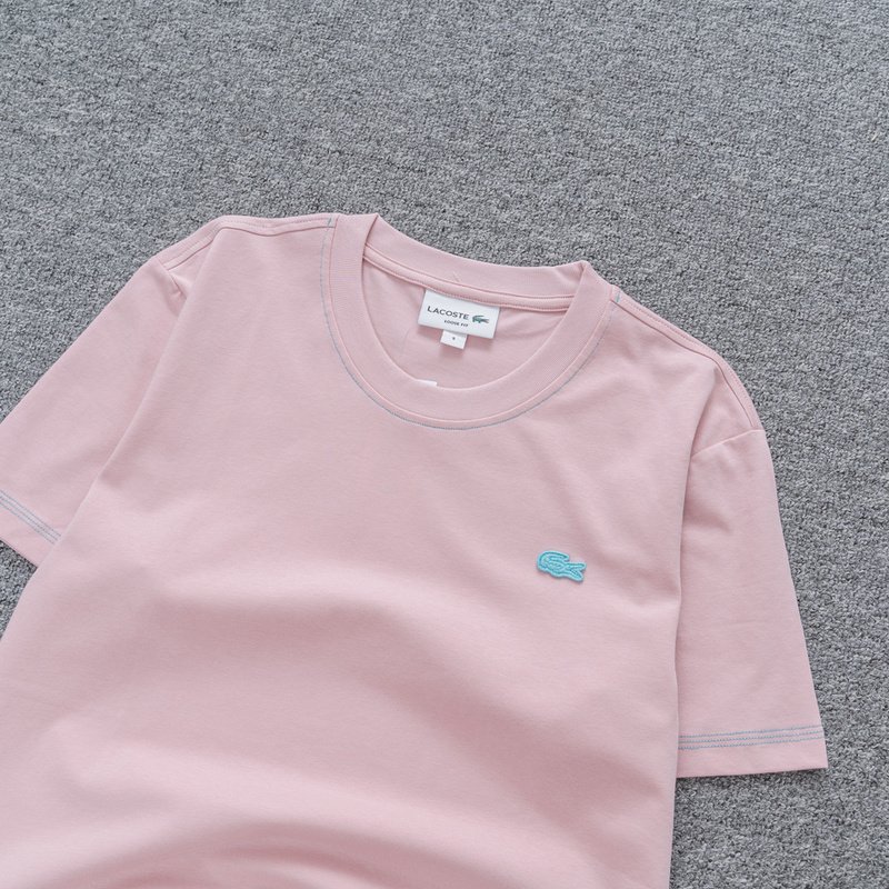 Футболка Lacoste Cotton With Logo Brand "Pink" фото № 3