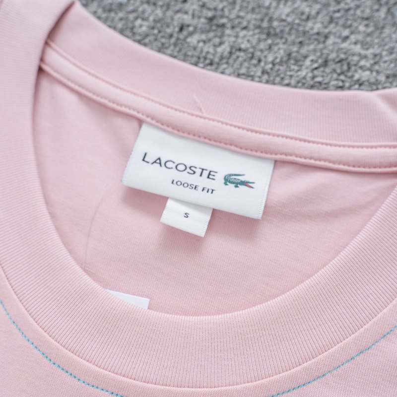 Футболка Lacoste Cotton With Logo Brand "Pink" фото № 4