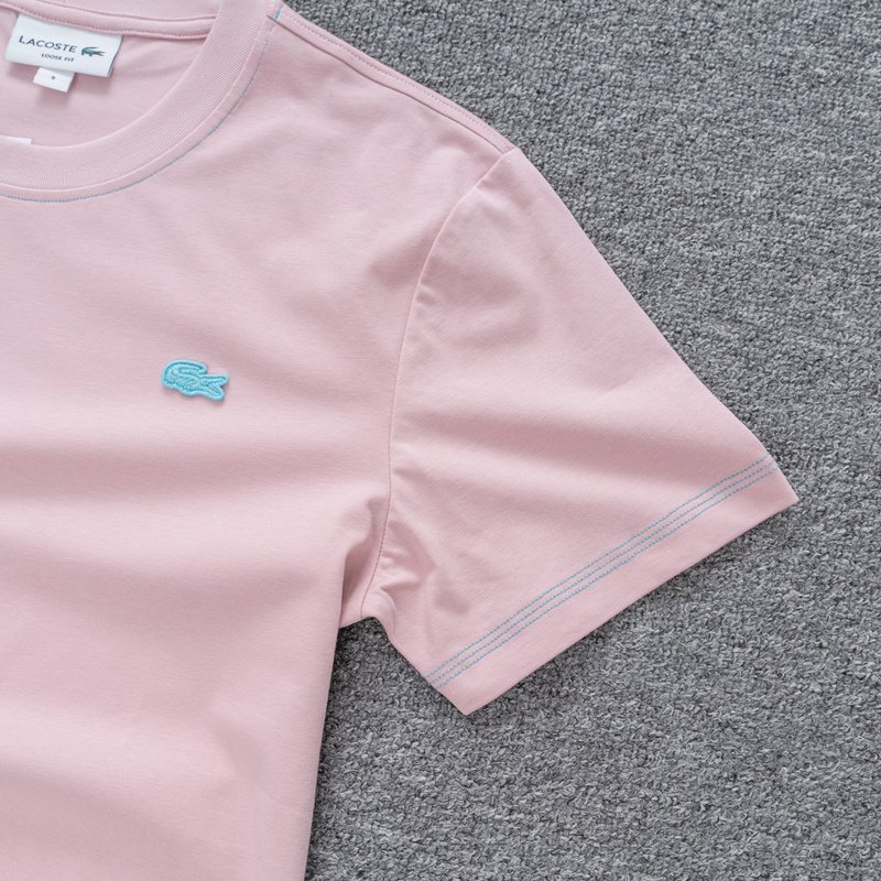 Футболка Lacoste Cotton With Logo Brand "Pink" фото № 8