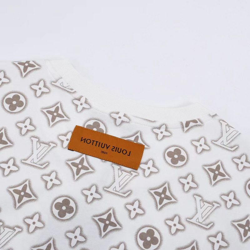 Футболка Louis Vuitton Logo Print And Patch On The Back "White/Gray" фото № 5
