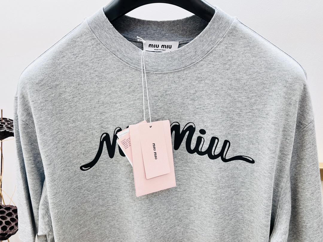 Футболка Miu Miu Frontside Contrast Miu Miu Logotype "Gray" фото № 2