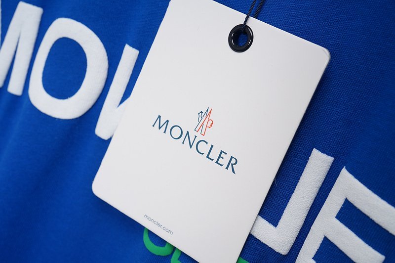 Футболка Moncler Inscription With Upside Down Letters "Blue" фото № 3