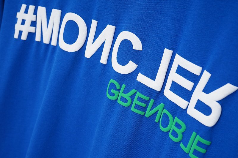 Футболка Moncler Inscription With Upside Down Letters "Blue" фото № 4