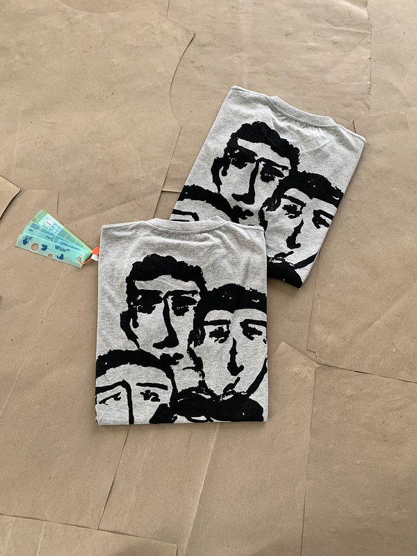 Футболка Off White Four Faces - Print "Gray" фото № 2