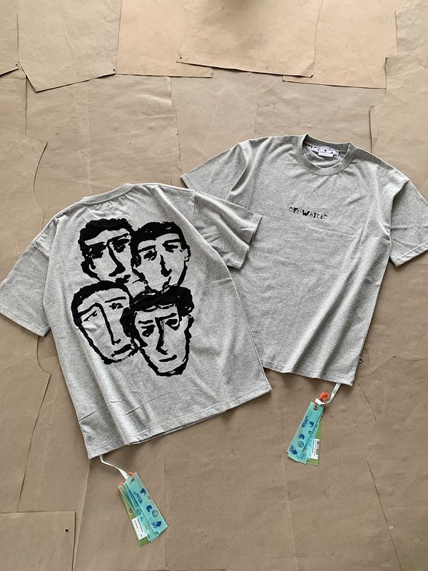 Футболка Off White Four Faces - Print "Gray" фото № 4