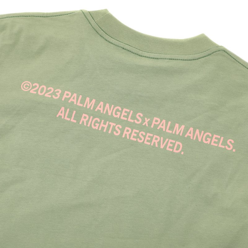 Футболка Palm Angels With A Palm Tree And Paint Stains "Gray/Mint" фото № 3