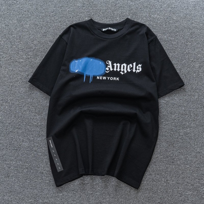 Футболка Palm Angels Painted Over "Black/Blue" фото № 2