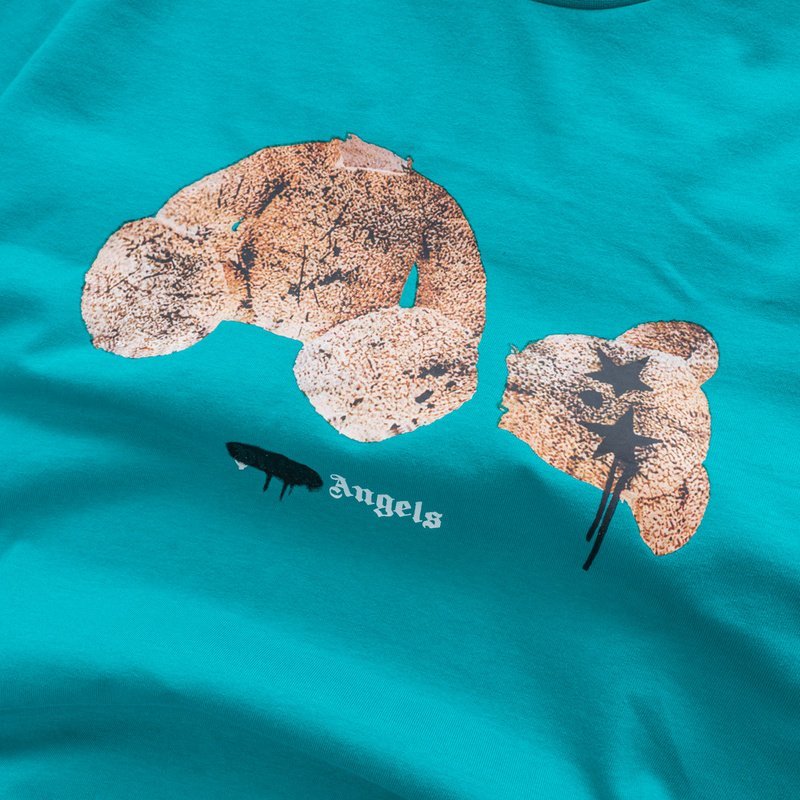 Футболка Palm Angels Ripped Toy With Logo "Turquoise" фото № 3