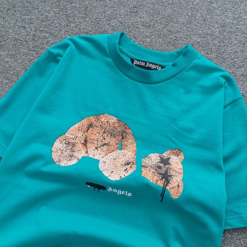 Футболка Palm Angels Ripped Toy With Logo "Turquoise" фото № 6