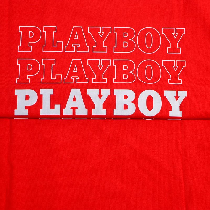 Футболка Playboy Small Logo Front And Repeating Logo Inscription Back "Red" фото № 7