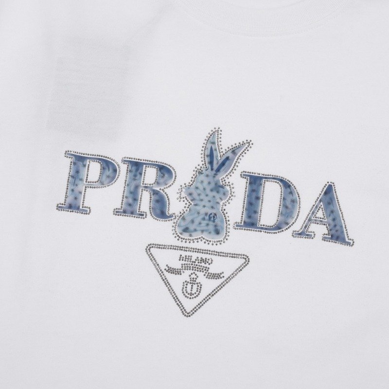 Футболка Prada With Text Logo Made Of Rhinestones "White" фото № 2