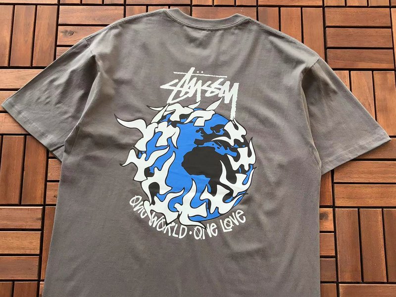 Футболка Stussy Planet With Flying Birds Around "Gray" фото № 2
