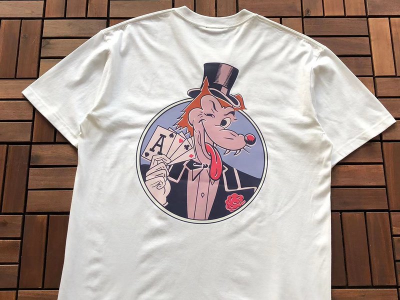 Футболка Stussy Wolf With Playing Card Inside Circle "White" фото № 2