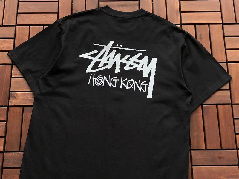 Футболка Stussy Logo And Inscription Hong Kong "Black" фото № 3