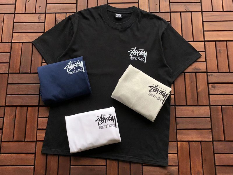 Футболка Stussy Logo And Inscription Hong Kong "Black" фото № 5
