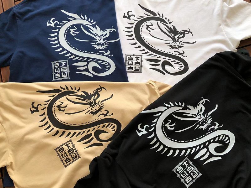Футболка Stussy Dragon With Hieroglyphs "Black" фото № 3