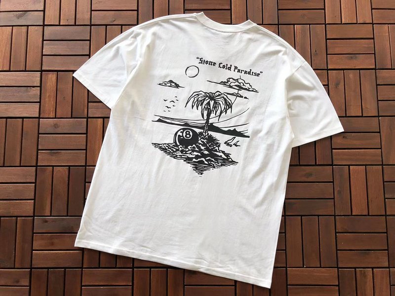 Футболка Stussy Palm Tree With Billiard Ball "White" фото № 7