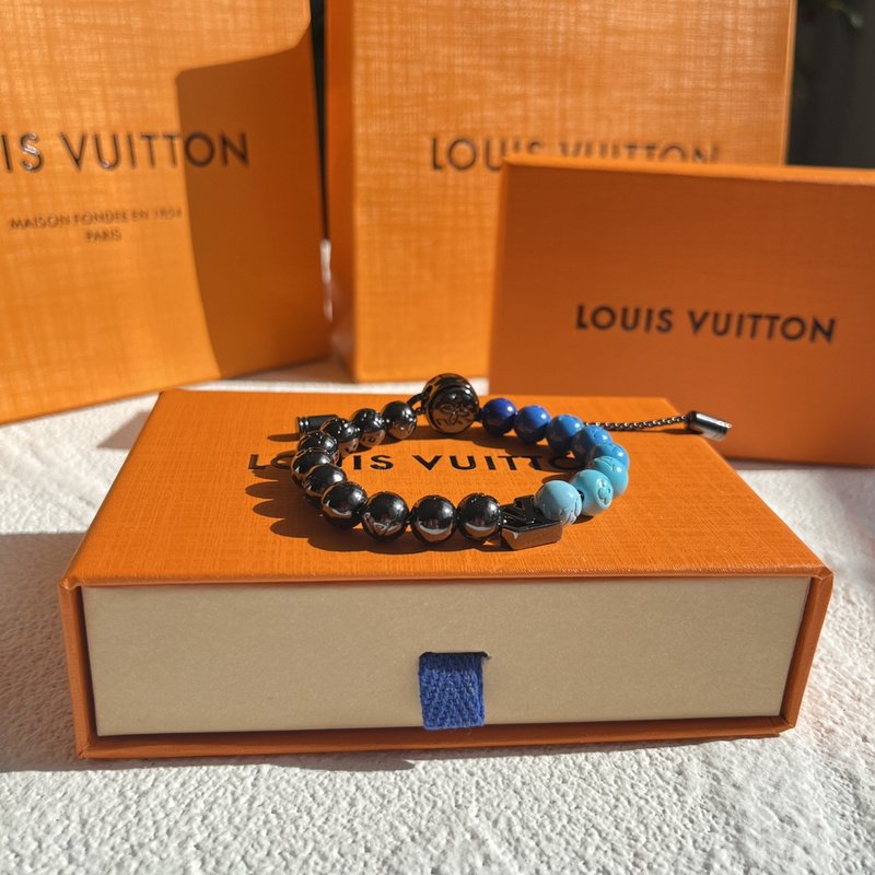Браслет Louis Vuitton Beads With A Logo "Black/Blue" фото № 3