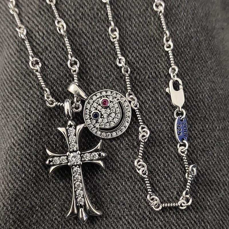 Подвеска Chrome Hearts Decorated Cross And Symbols - Smile "Silver" фото № 2