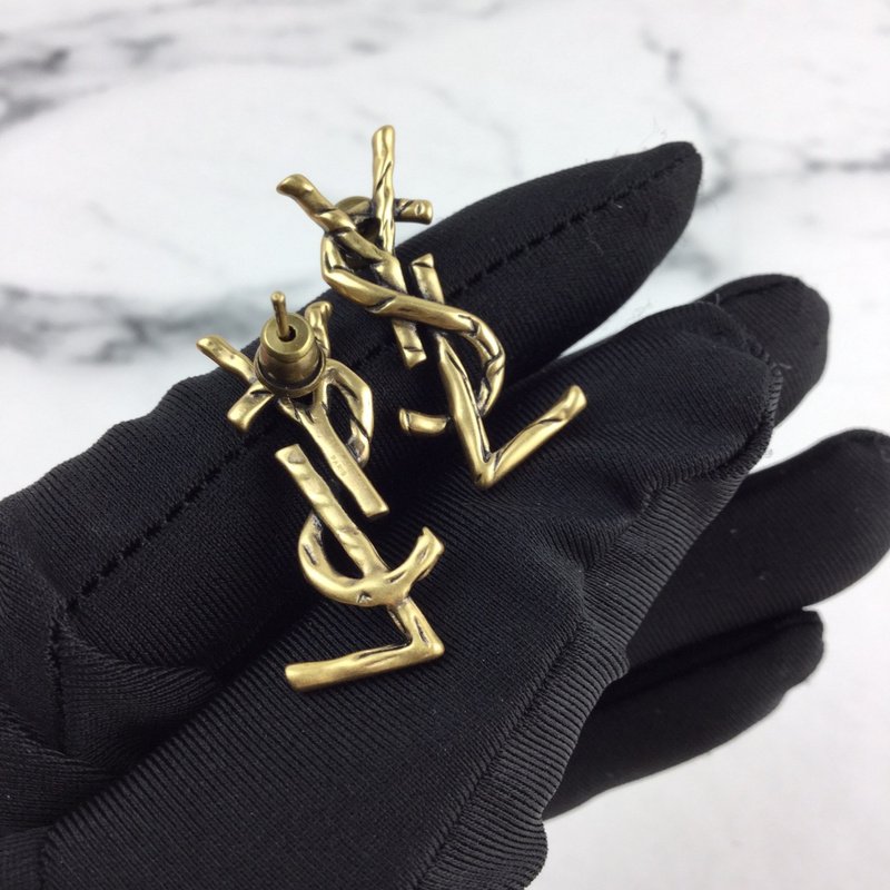Серьги Saint Laurent Logo Form "Gold" фото № 2