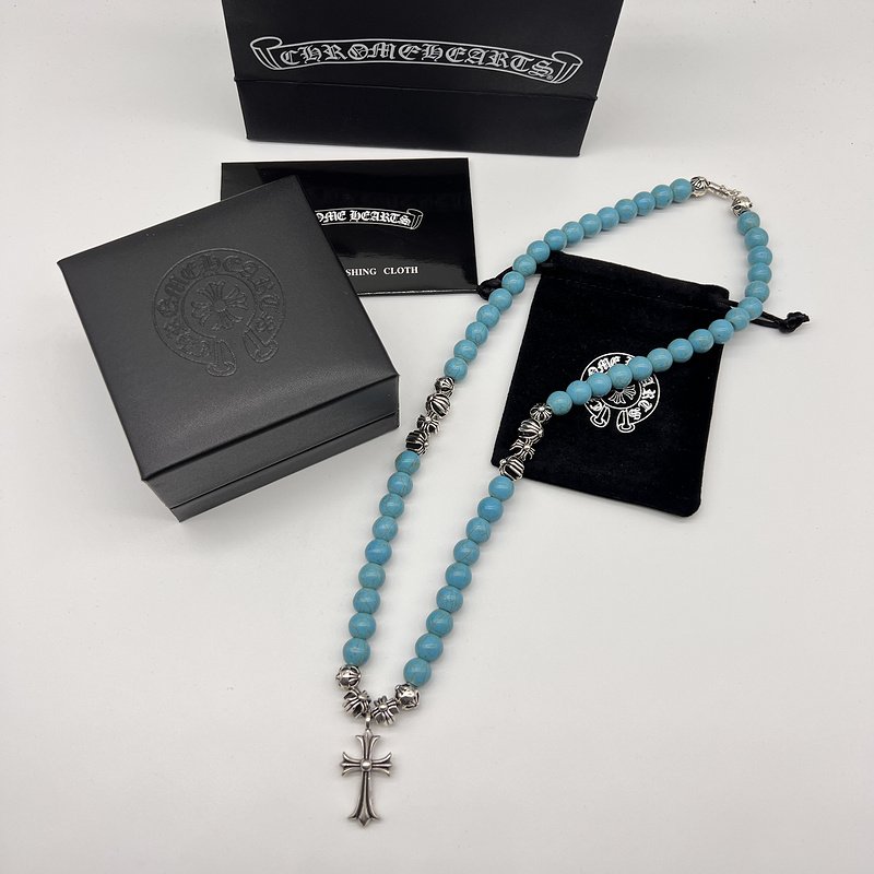Подвеска Chrome Hearts Beads With Cross Icon "Blue/Silvet" фото № 2