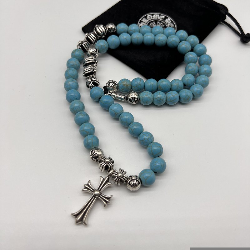 Подвеска Chrome Hearts Beads With Cross Icon "Blue/Silvet" фото № 3