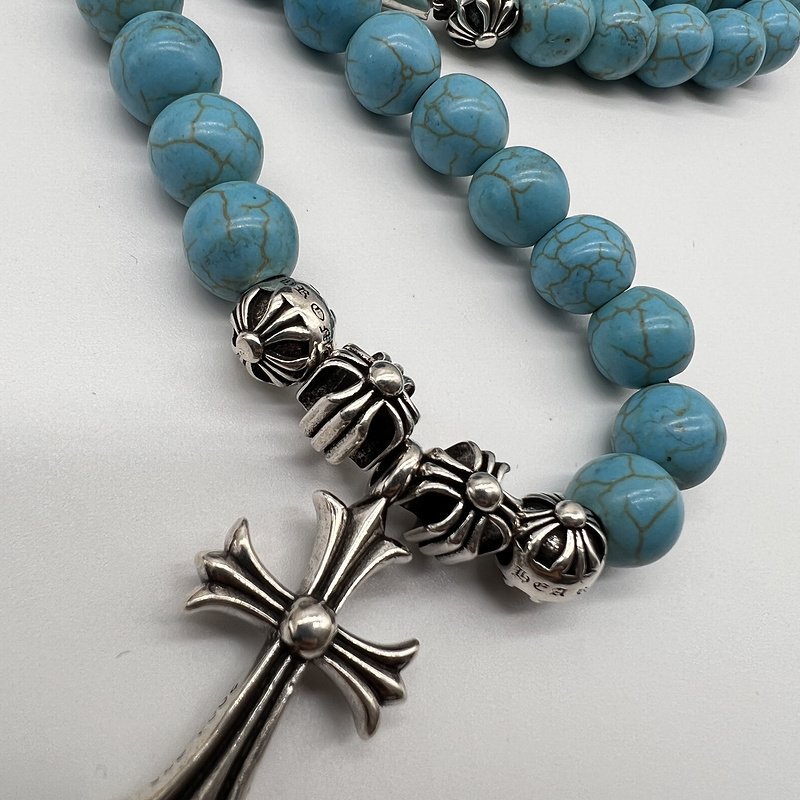 Подвеска Chrome Hearts Beads With Cross Icon "Blue/Silvet" фото № 4