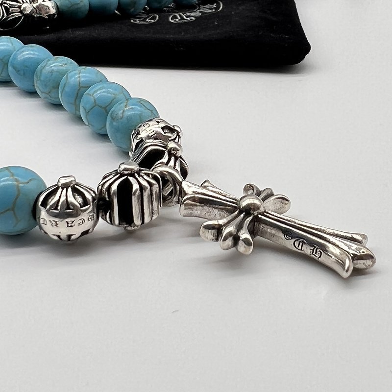 Подвеска Chrome Hearts Beads With Cross Icon "Blue/Silvet" фото № 7