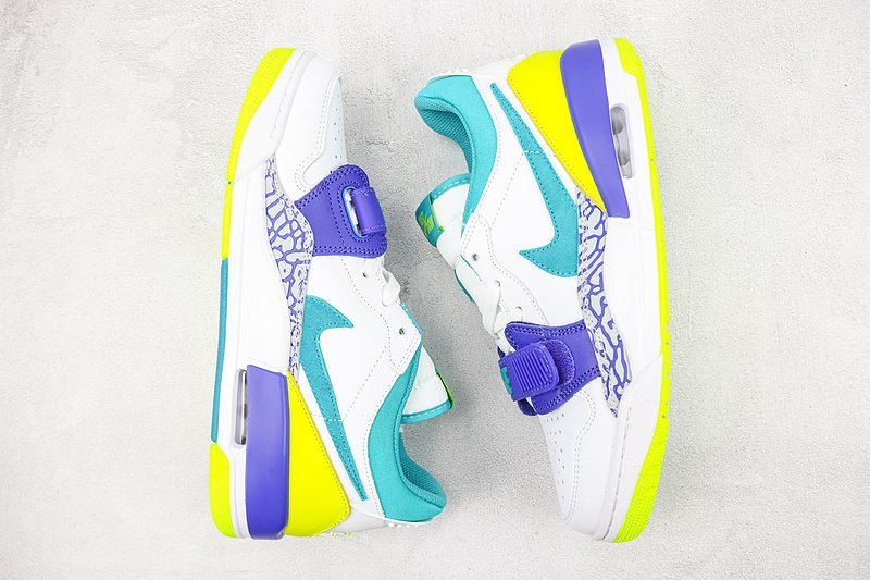 Just Don x Air Jordan Legacy 312 Low "White/Ultramarine-Neon Yellow-Aquamarine" фото № 7
