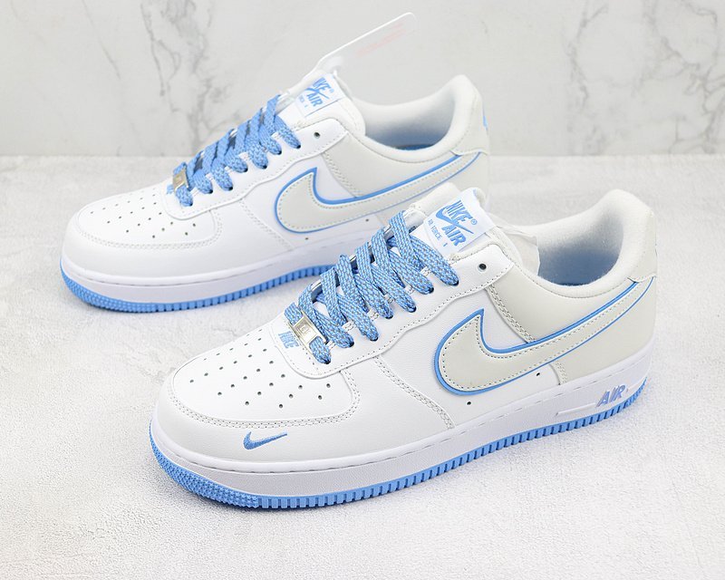 Nike Air Force 1 Low "White/Aqua Blue/Light Grey" фото № 5