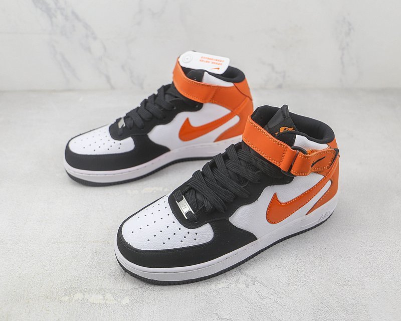 Nike Air Force 1 Mid "Black/White/Orange" фото № 5