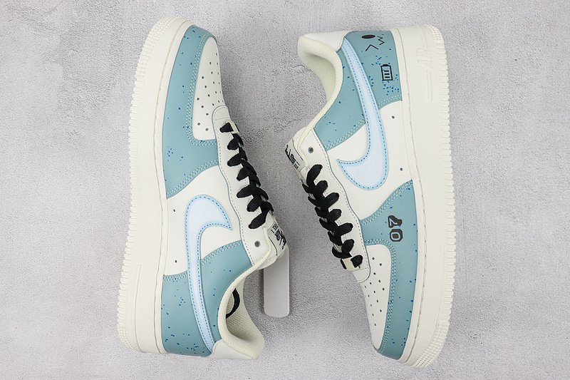 Nike Air Force 1 Low "Blue/Black/Cream White" фото № 6