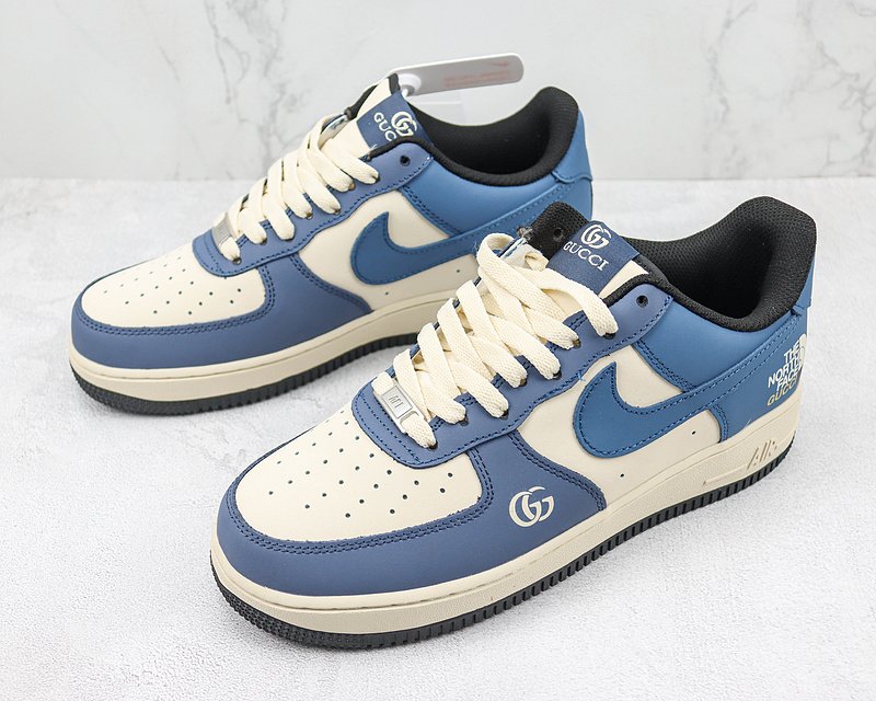 The North Face x Gucci x Nike Air Force 1 Low "Beige/Blue" фото № 5