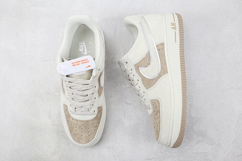 Nike Air Force 1 Low "Silver Swoosh/Gray/Brown" фото № 6