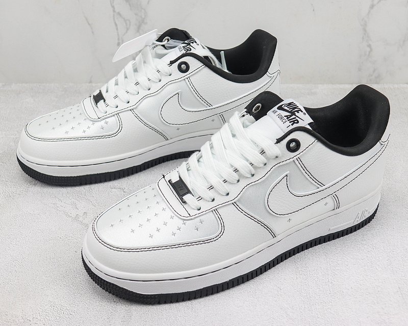 Nike Air Force 1 Low "White/Black Stitch/Silver Stars" фото № 5