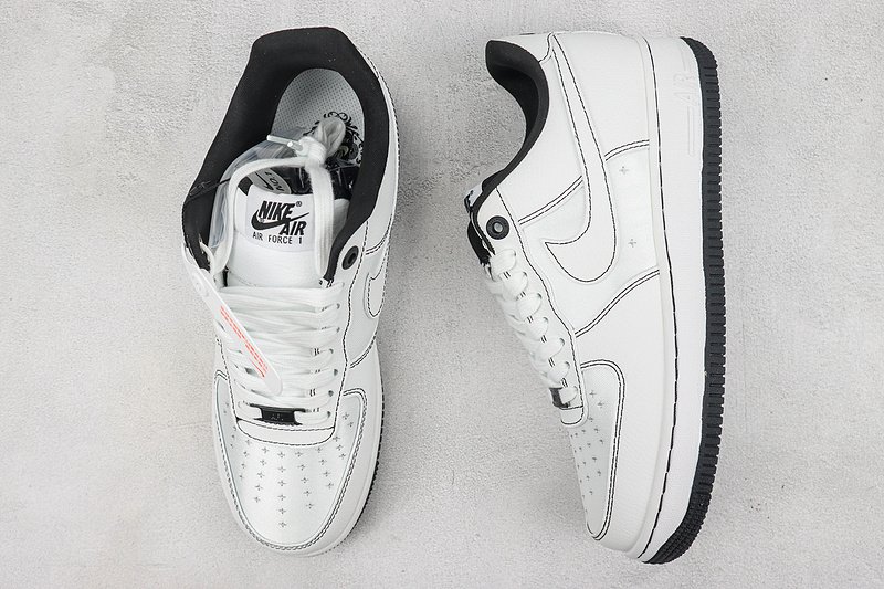 Nike Air Force 1 Low "White/Black Stitch/Silver Stars" фото № 7