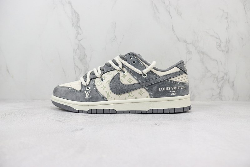 Louis Vuitton x Nike Dunk Low "Shadow Grey/White/Double Lacing" фото № 2
