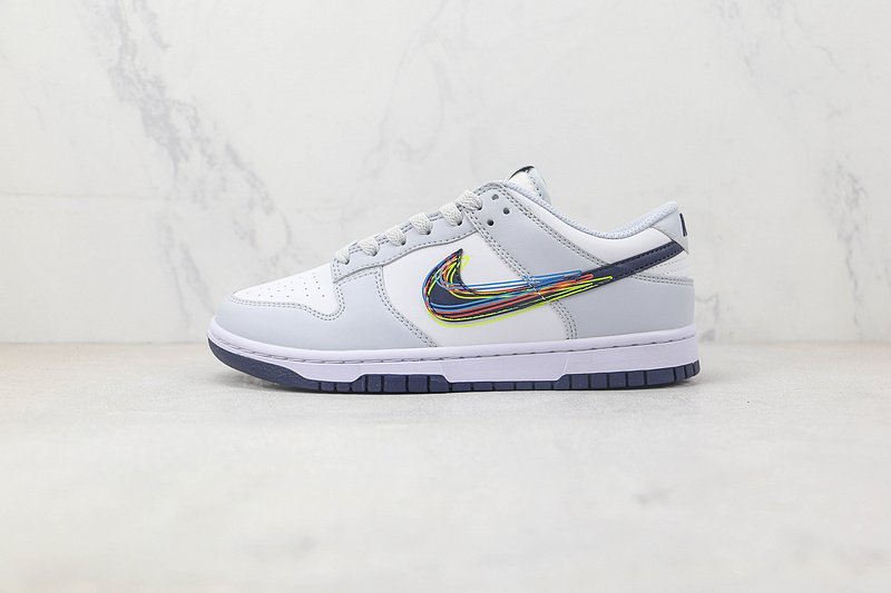 Nike Dunk Low 3D Swoosh "White/Blackened/Blue/Volt" фото № 2